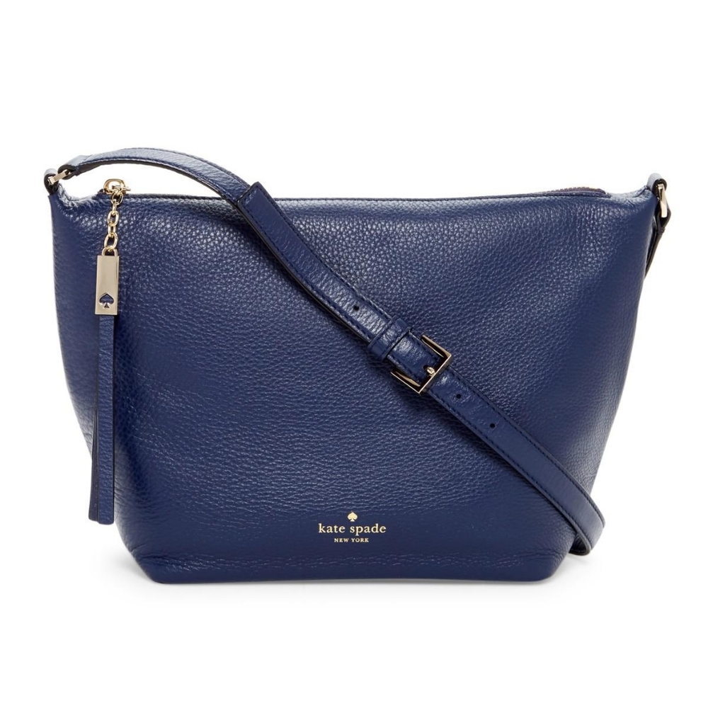 Kate Spade Sandie Grey Street Crossbody Bag Blue Leather